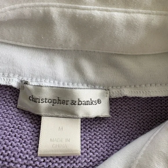 Christopher & Banks Argyle Sweater with White Collar Size Medium Vintage - Picture 4 of 5